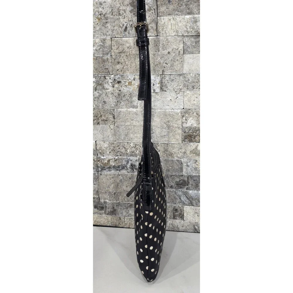 Vintage Y2K Kate Spade Polka Dot Crossbody Small Black Bag Patent Leather Strap - Picture 9 of 13